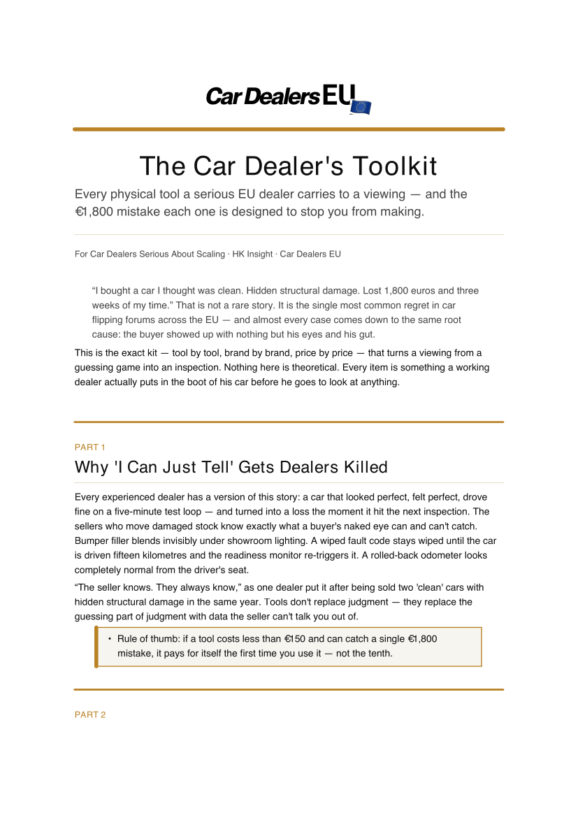 The Car Dealer's Toolkit guide cover