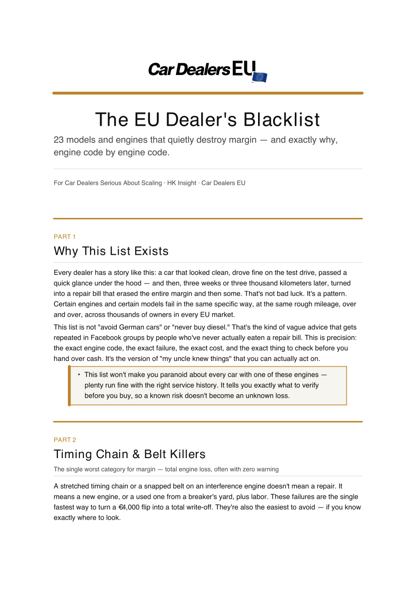 The EU Dealer's Blacklist guide cover
