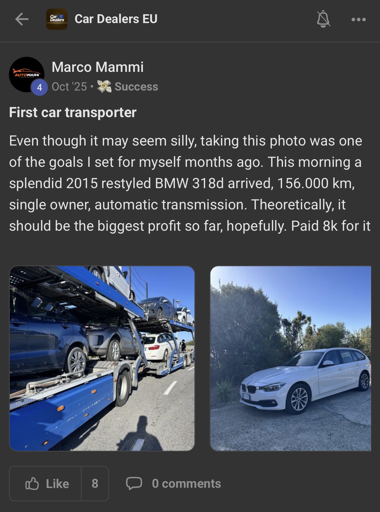 First car transporter shared by Marco Mammi