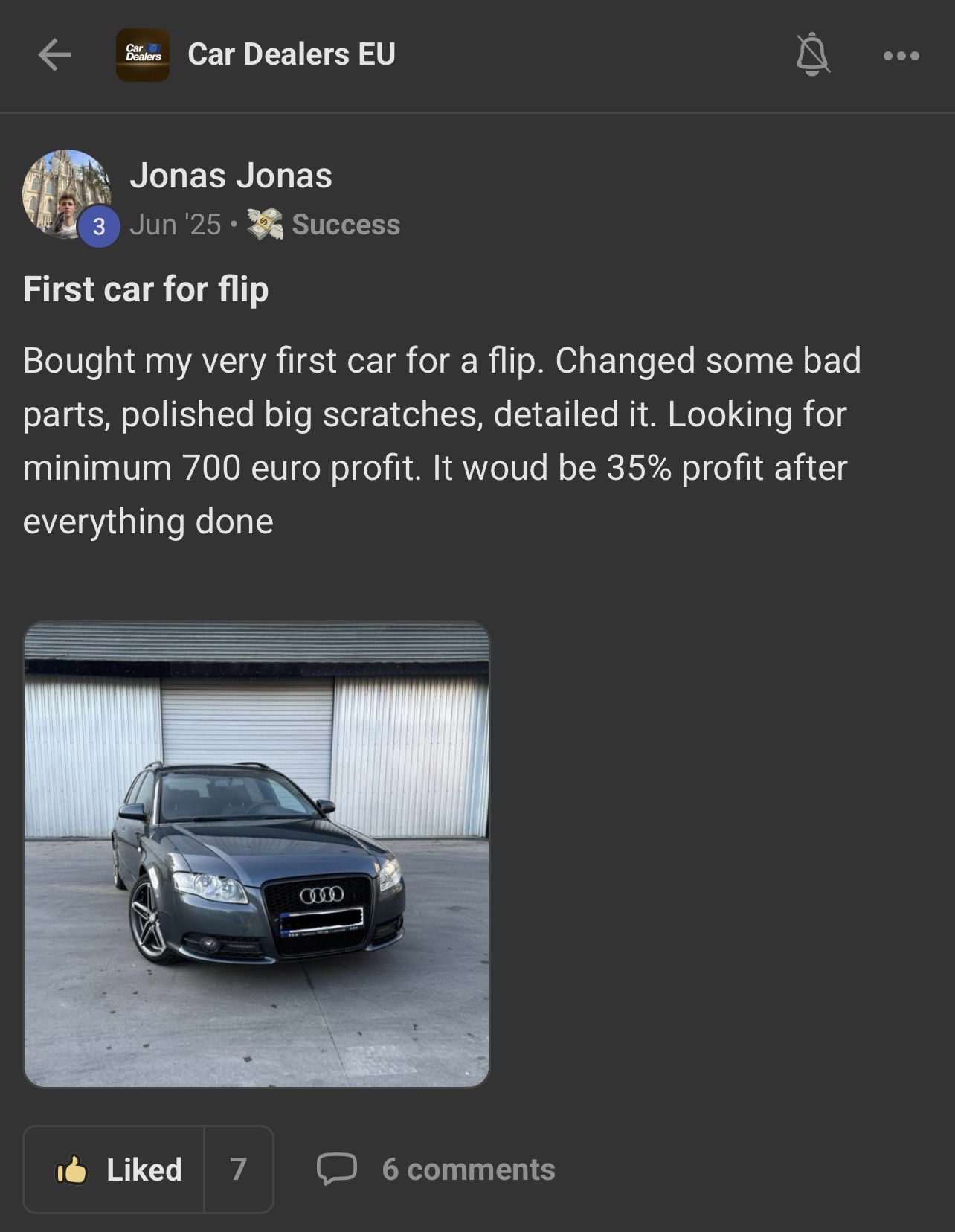 First car for flip shared by Jonas Jonas