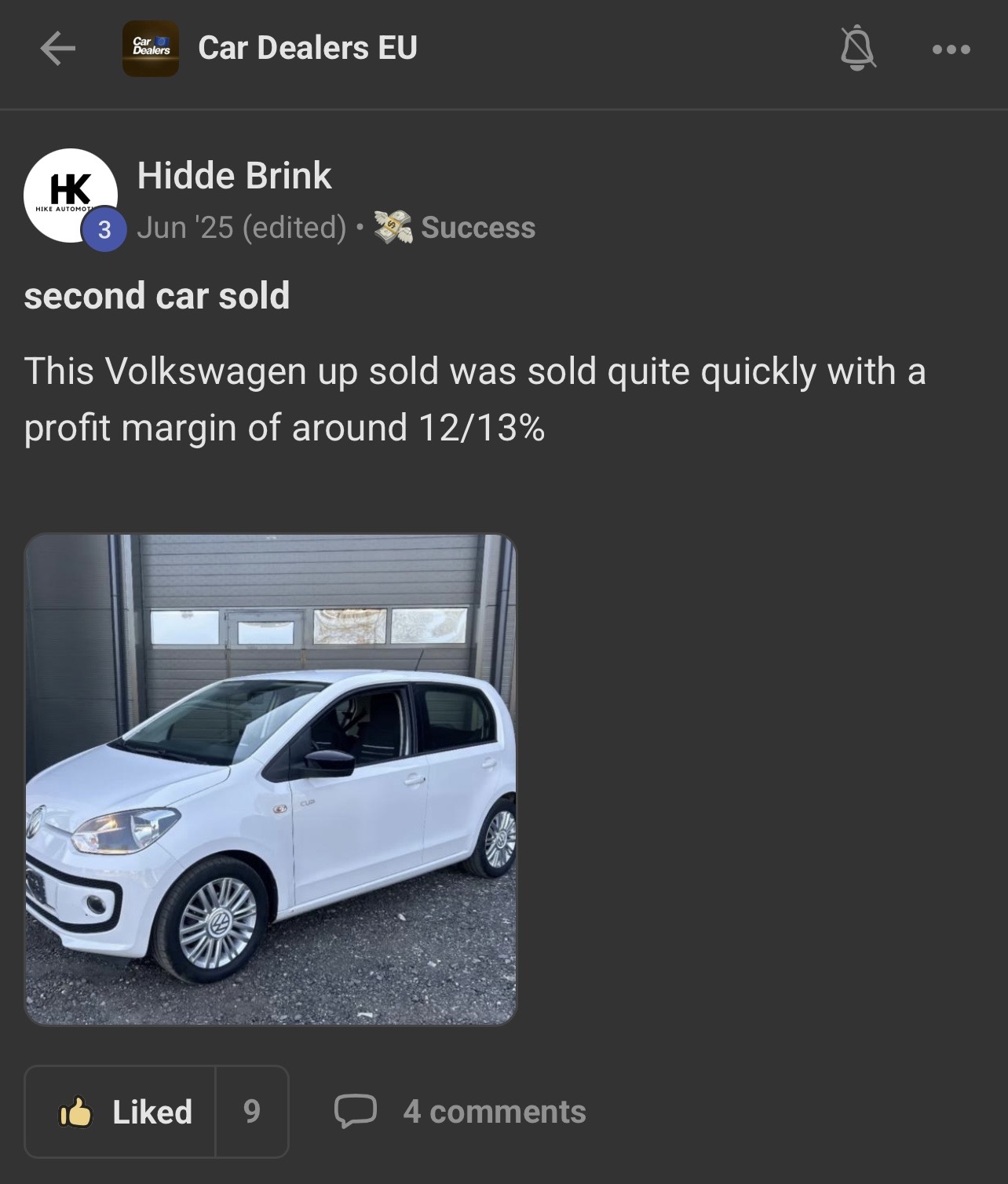 second car sold shared by Hidde Brink